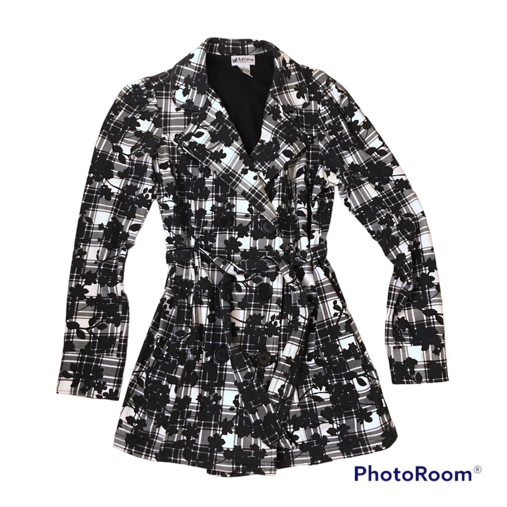 Self Esteem Soft Cotton B&W Floral Trenchcoat/ Peacoat Size S/M